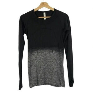 Lululemon Swiftly Tech Long Sleeve Crew Black Ombre Athletic Top 6